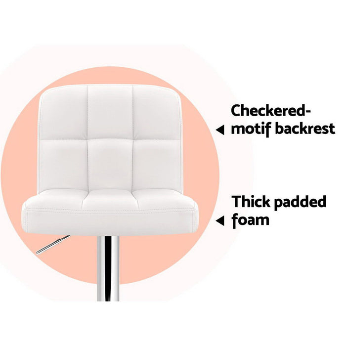 Two Bar Stools Leather Gas Lift White-Home Living Store-