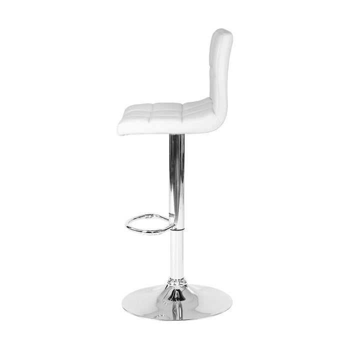 Two Bar Stools Leather Gas Lift White-Home Living Store-