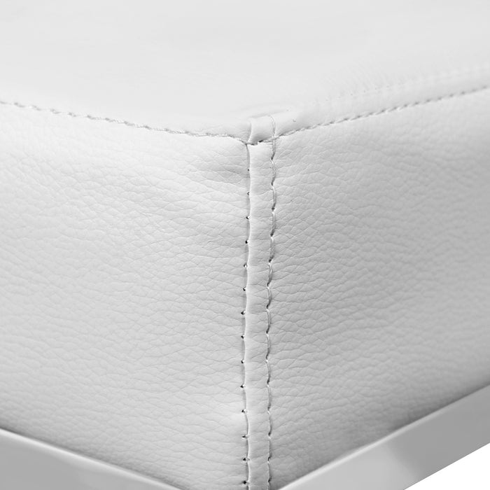 Two Bar Stools Leather Padded Metal White-Home Living Store-