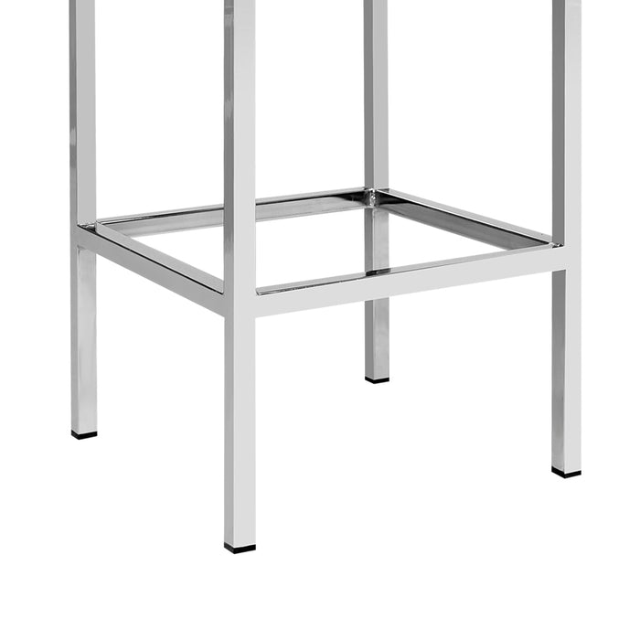 Two Bar Stools Leather Padded Metal White-Home Living Store-
