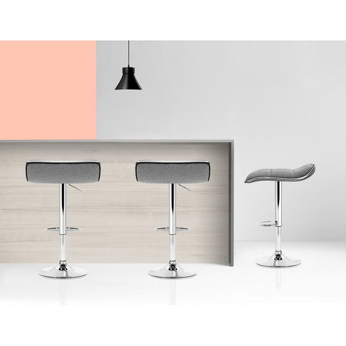Two Bar Stools Linen Padded Gas Lift-Home Living Store-