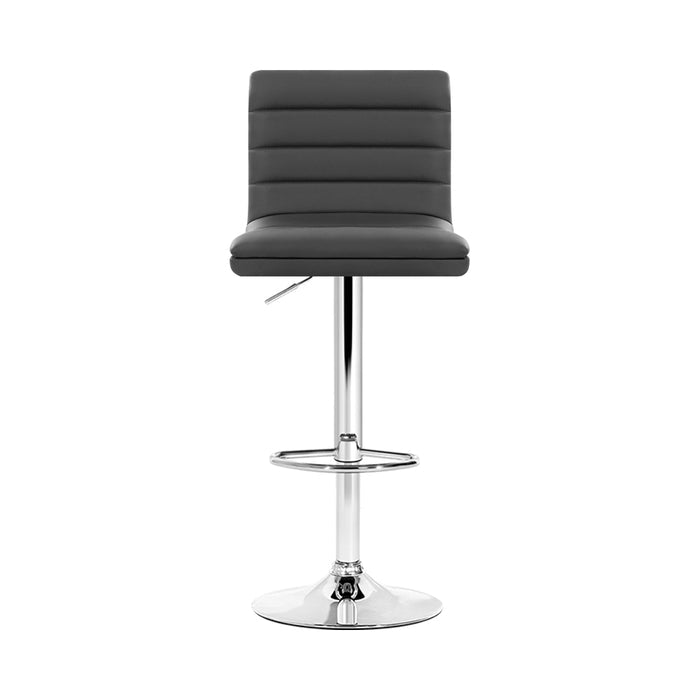 Two Bar Stools Padded Leather Gas Lift Grey-Home Living Store-