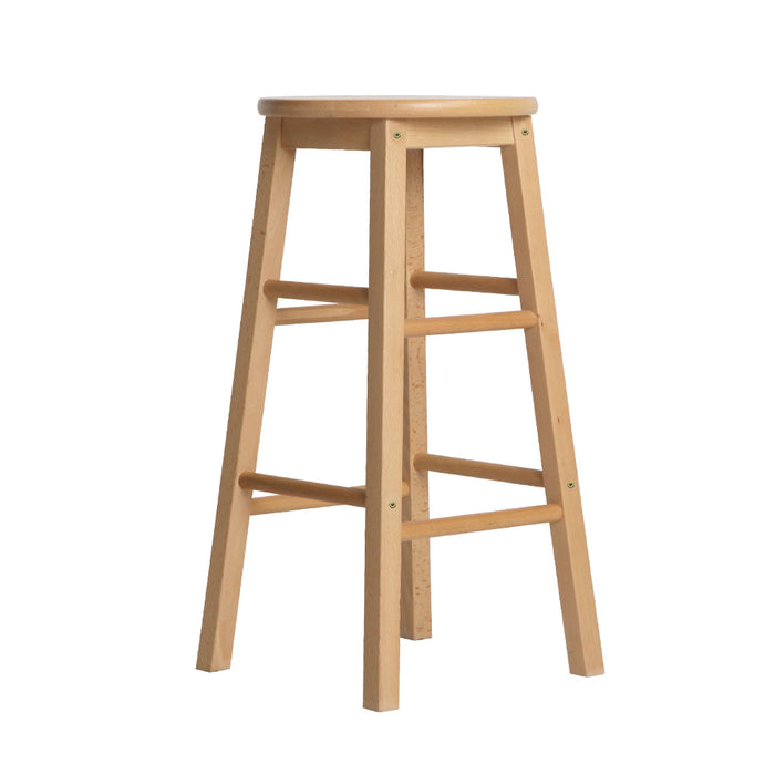 Two Bar Stools Round Chairs Wooden Nature-Home Living Store-