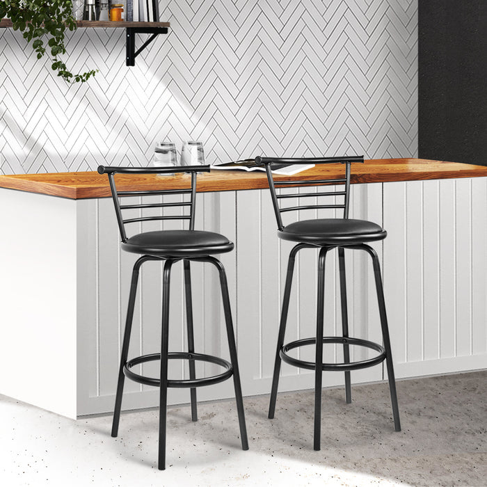 Two Bar Stools Swivel Leather Padded Metal-Home Living Store-Furniture > Chairs > Table & Bar Stools