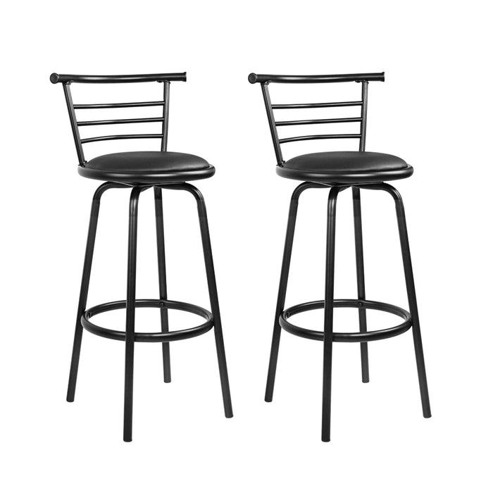 Two Bar Stools Swivel Leather Padded Metal-Home Living Store-