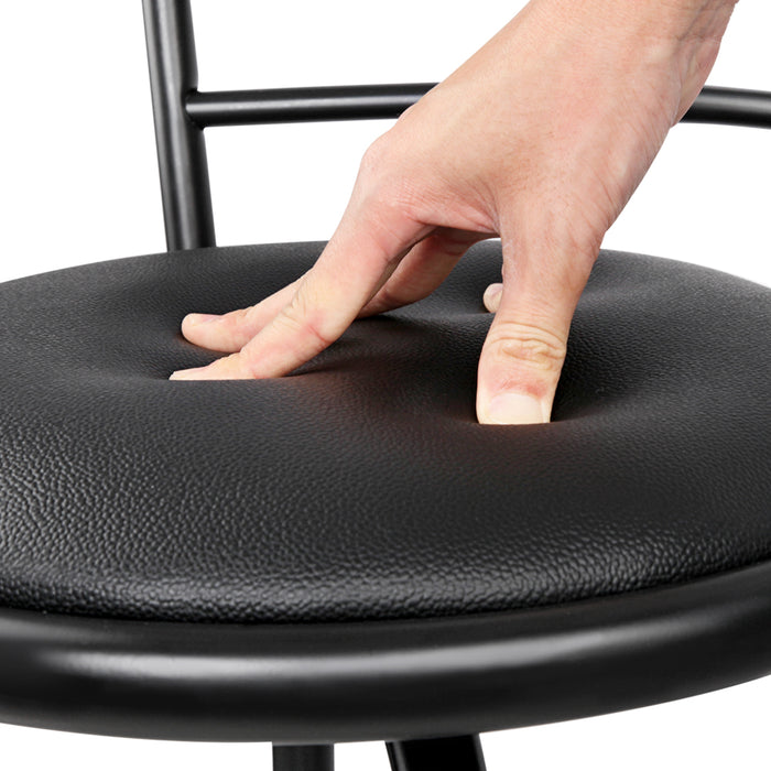 Two Bar Stools Swivel Leather Padded Metal-Home Living Store-