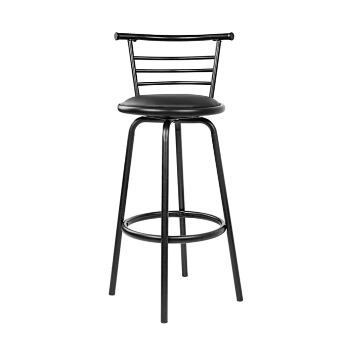 Two Bar Stools Swivel Leather Padded Metal-Home Living Store-
