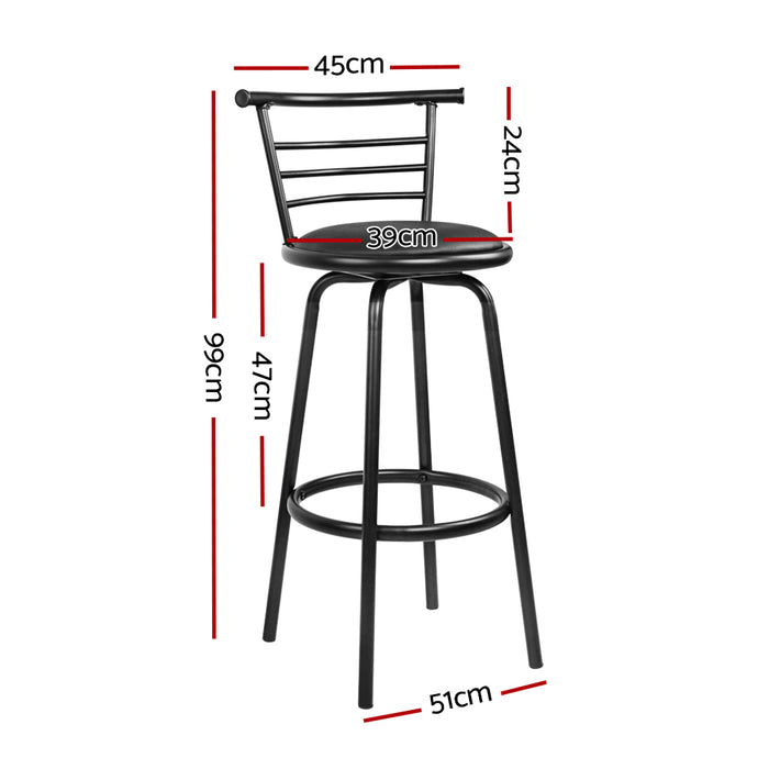 Two Bar Stools Swivel Leather Padded Metal-Home Living Store-