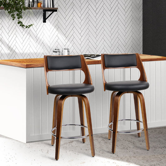 Two Wooden Bar Stools - Black-Home Living Store-Furniture > Chairs > Table & Bar Stools