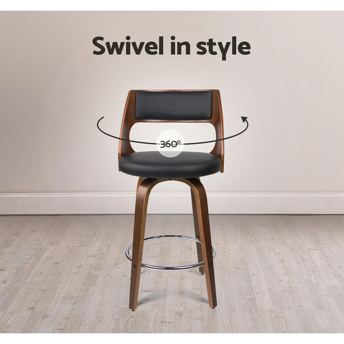 Two Wooden Bar Stools - Black-Home Living Store-