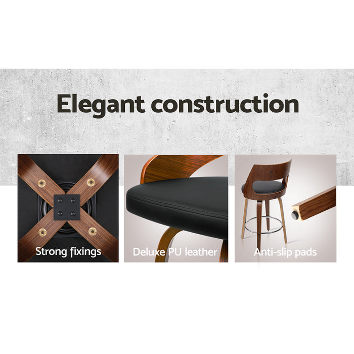 Two Wooden Bar Stools - Black-Home Living Store-