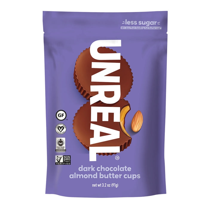 Unreal Dark Chocolate Almond Butter Cup Candy - 6 Count