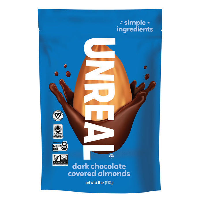 Unreal Dark Chocolate Covered Almonds Candy Pouches - 6 Count