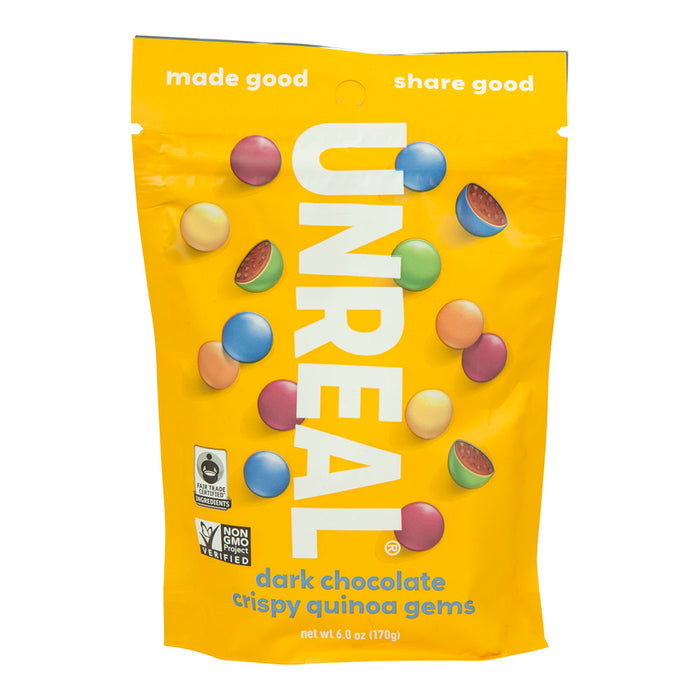 Unreal Dark Chocolate Crispy Quinoa Gems Candy - 6 OZ