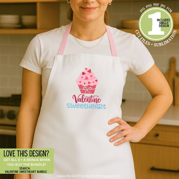 Valentine Sweetheart Cupcake (Downloadable Sublimation & Cut File Design)