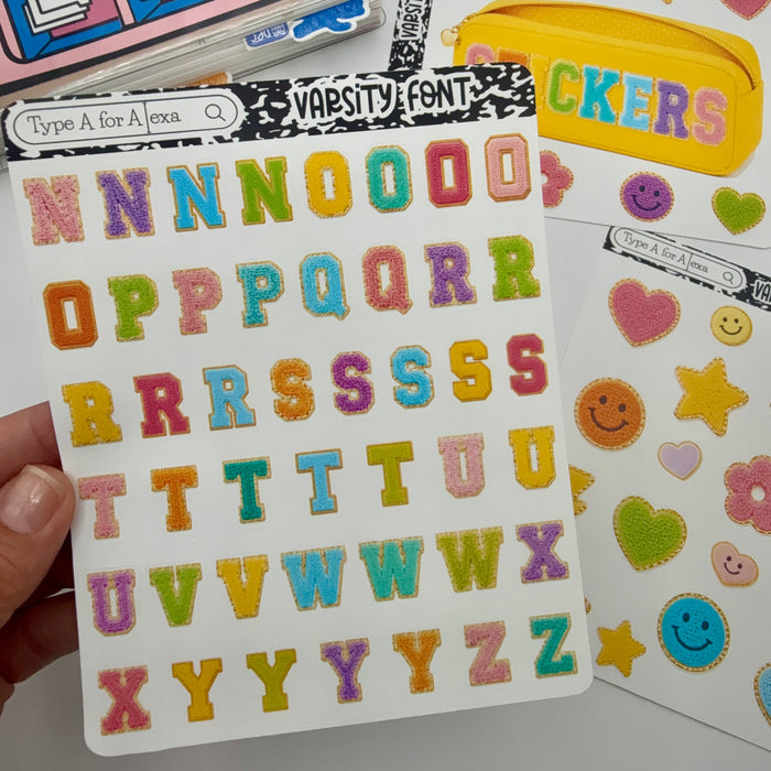 Varsity Patch Font Stickers