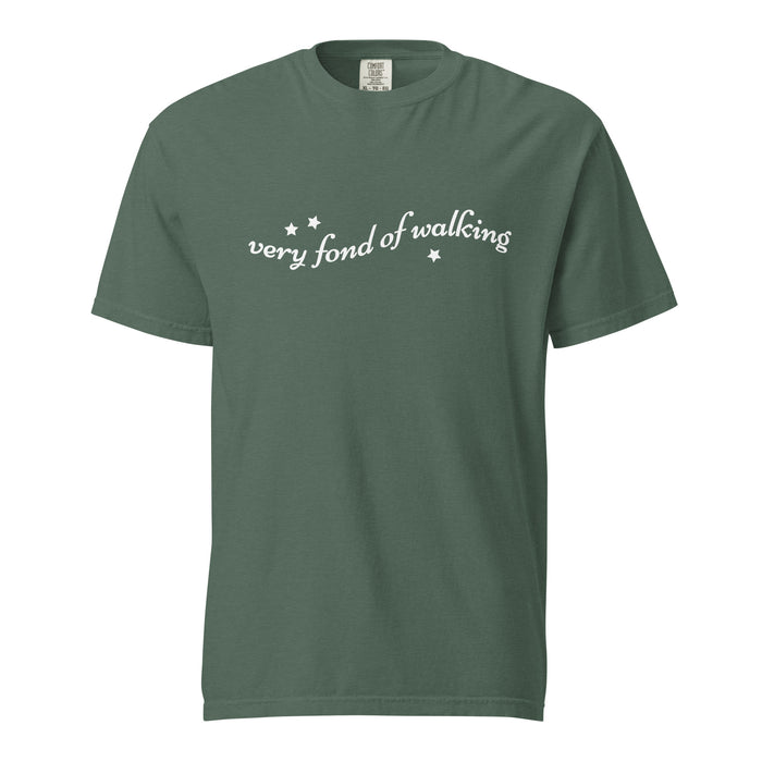 Very Fond of Walking T-Shirt - The Bean Workshop - Austen Fandom, Bookish Fashion, Cottagecore, Elizabeth Bennet Inspired T-shirt, Jane Austen, Literary Quote Shirt, Minimalist Aesthetic, Pride and Prejudice, Reader Wardrobe, Star Illustration, Summer Reading, T-shirt, Very Fond of Walking Graphic Tee