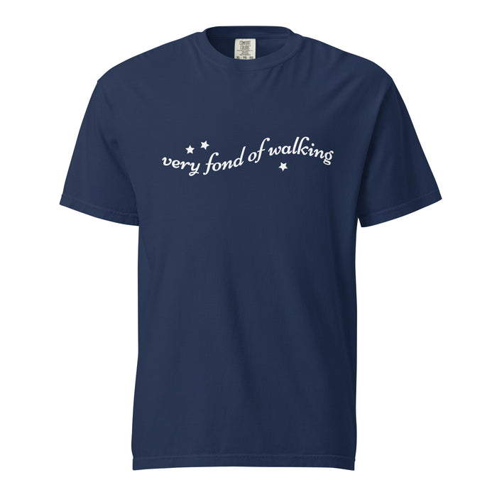 Very Fond of Walking T-Shirt - The Bean Workshop - Austen Fandom, Bookish Fashion, Cottagecore, Elizabeth Bennet Inspired T-shirt, Jane Austen, Literary Quote Shirt, Minimalist Aesthetic, Pride and Prejudice, Reader Wardrobe, Star Illustration, Summer Reading, T-shirt, Very Fond of Walking Graphic Tee
