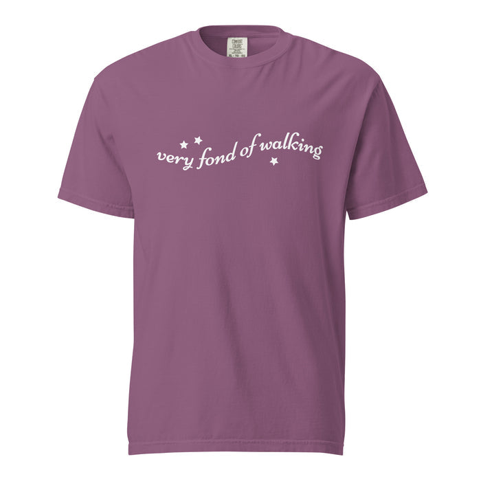 Very Fond of Walking T-Shirt - The Bean Workshop - Austen Fandom, Bookish Fashion, Cottagecore, Elizabeth Bennet Inspired T-shirt, Jane Austen, Literary Quote Shirt, Minimalist Aesthetic, Pride and Prejudice, Reader Wardrobe, Star Illustration, Summer Reading, T-shirt, Very Fond of Walking Graphic Tee