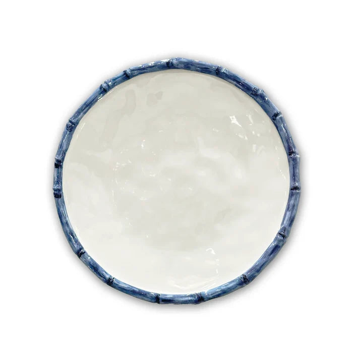 VIDA Bamboo 9" Salad Plate Set of 4 (White and Blue).