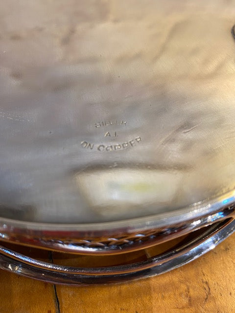 Vintage Silver On Copper Oval Gallery Tray