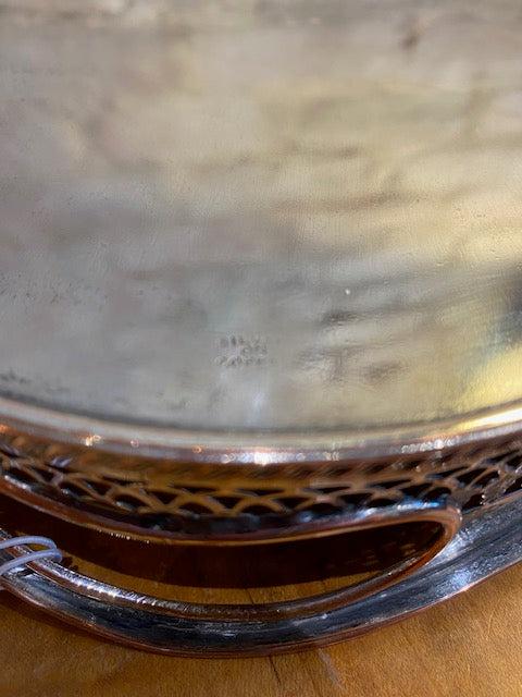Vintage Silver On Copper Oval Gallery Tray