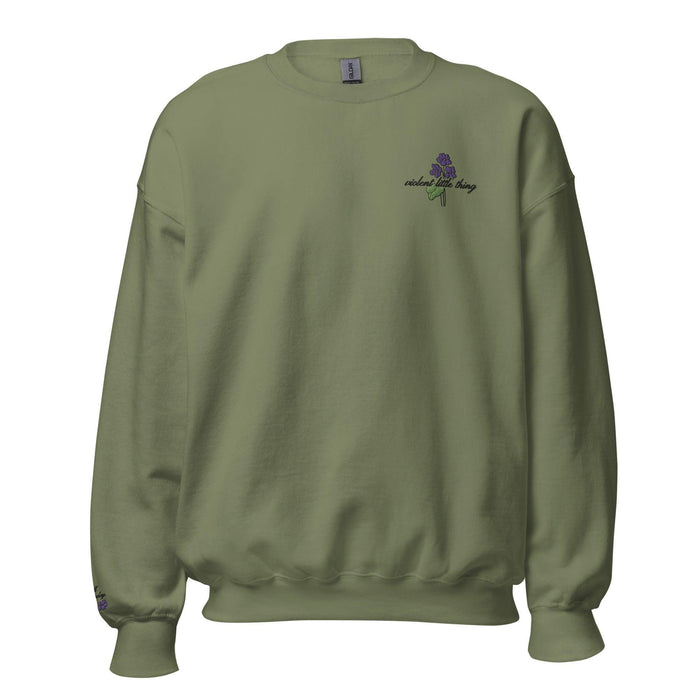 Violent Little Thing Embroidered Sweater - The Bean Workshop - embroidered, fourth wing, rebecca yarros, sweatshirt, violet sorrengail