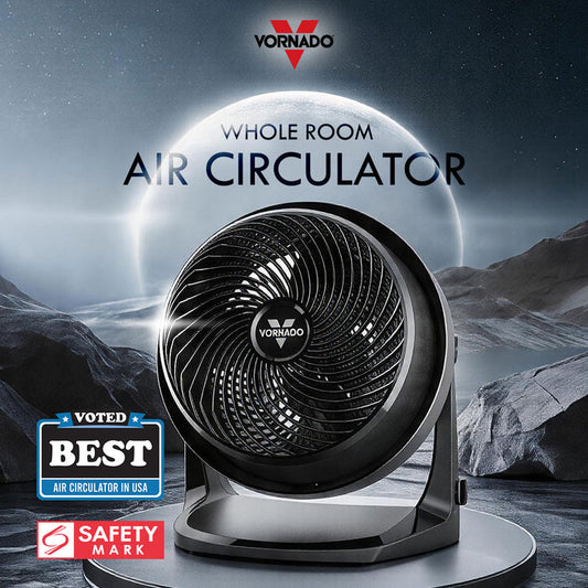 Vornado Whole Room Air Circulator – Powerful Vortex Action, 75-ft wind, Adjustable Tilt, Desk/Floor Fan, 3-Speed, black, 62-AN