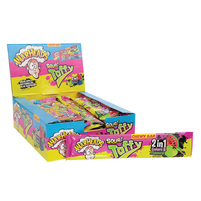 Warheads 2 in 1 Sour Chewy Taffy Candy - 24 Count