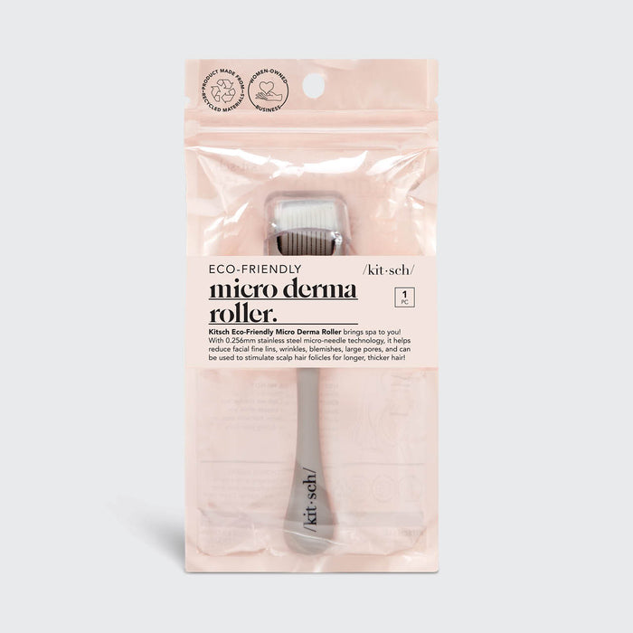 Kitsch Micro Derma Roller in Warm Gray shown with serum bottle for absorption routine