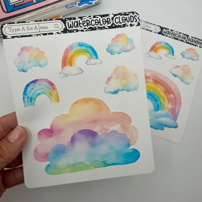 Watercolor Clouds Jumbo Journaling Sticker Pocket