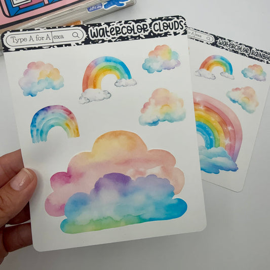Watercolor Clouds Jumbo Journaling Sticker Pocket