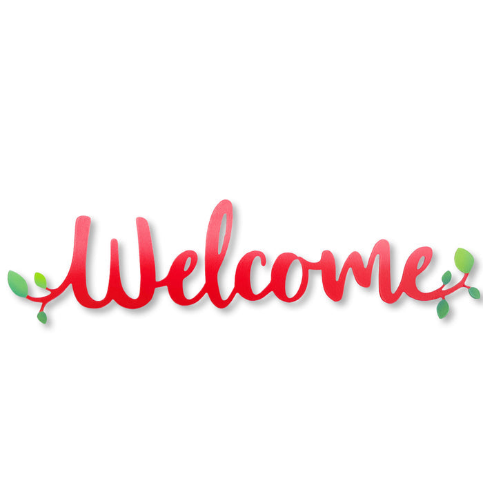 Welcome Magnetic Word w/ Greenery - 18" Red