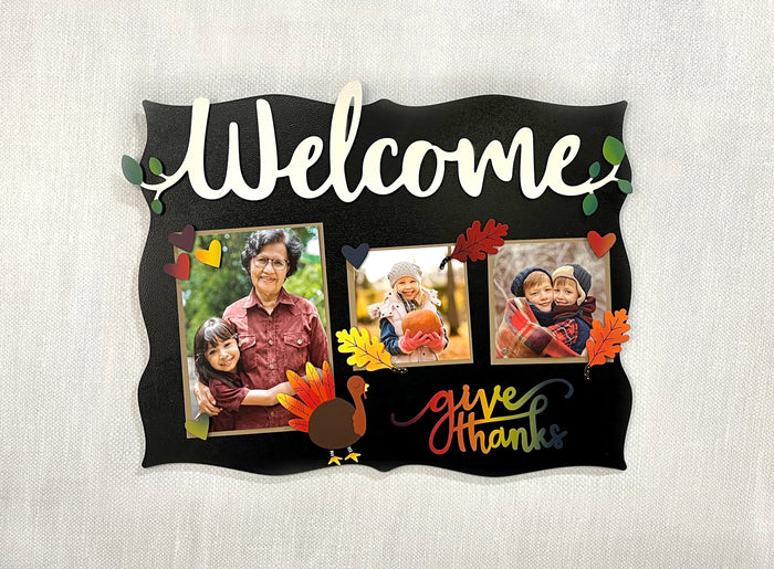 Welcome Magnetic Word w/ Greenery - 18" Red