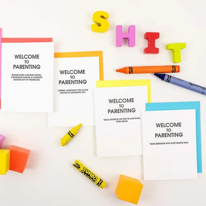 Welcome To Parenting Never On Time Letterpress Greeting Card.