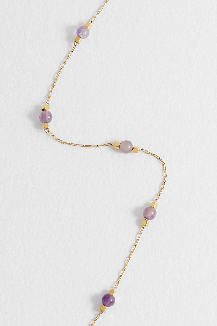 Wellness Amethyst Beaded Chain Bracelet