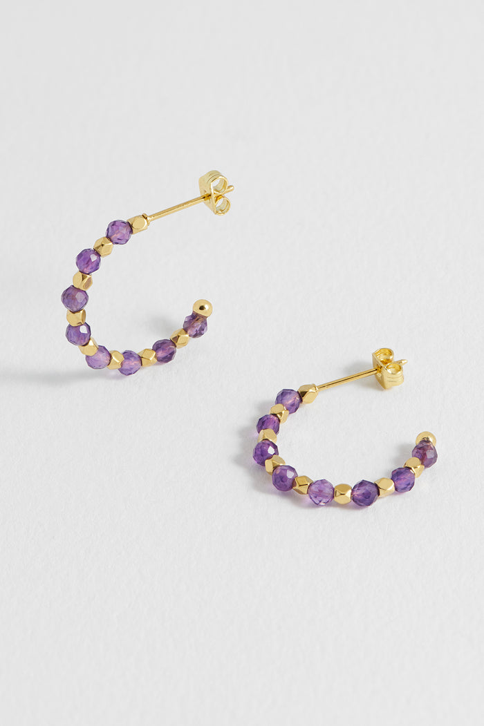 Wellness Amethyst Coco Beaded Hoops