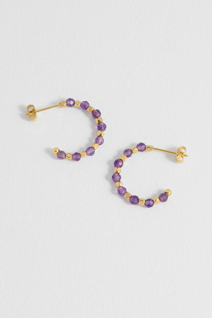 Wellness Amethyst Coco Beaded Hoops