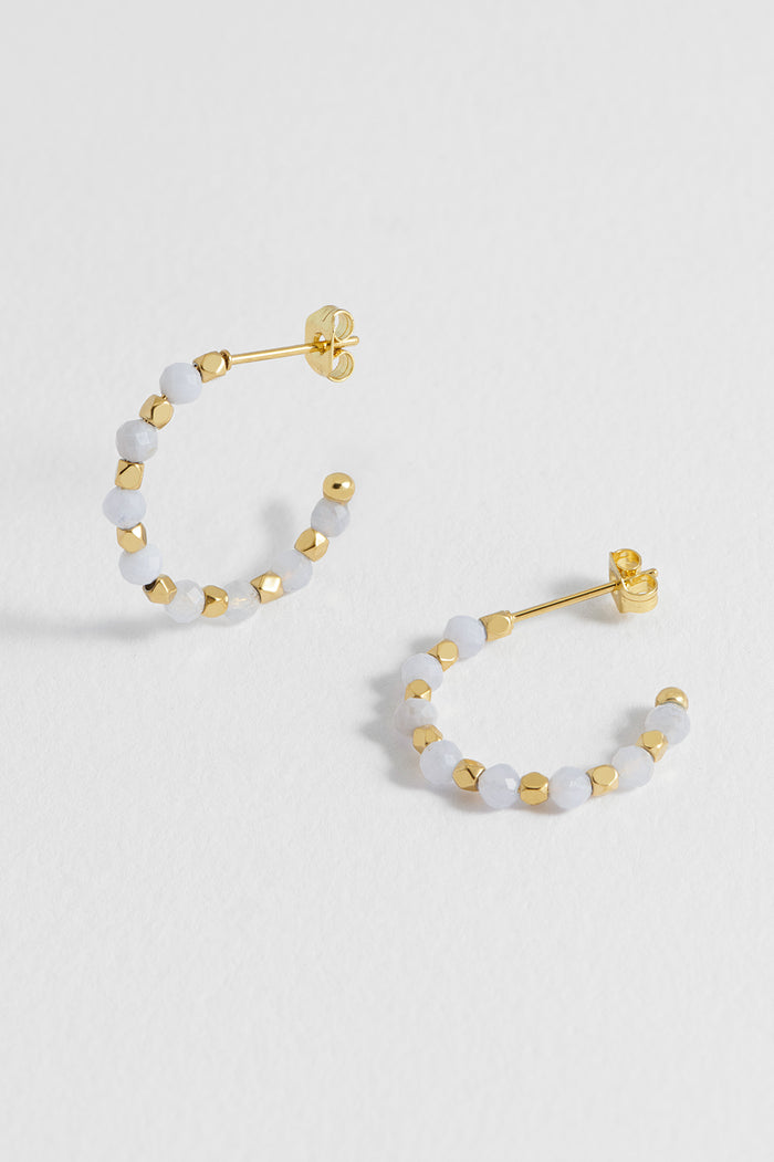 Wellness Blue Lace Agate Coco Beaded Hoops
