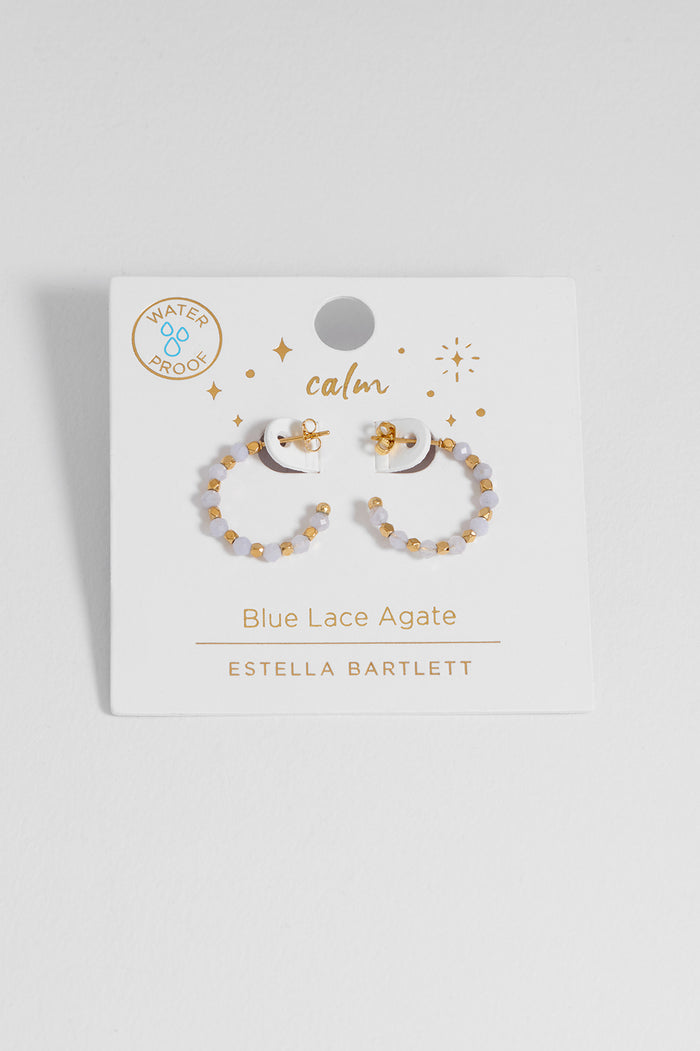Wellness Blue Lace Agate Coco Beaded Hoops
