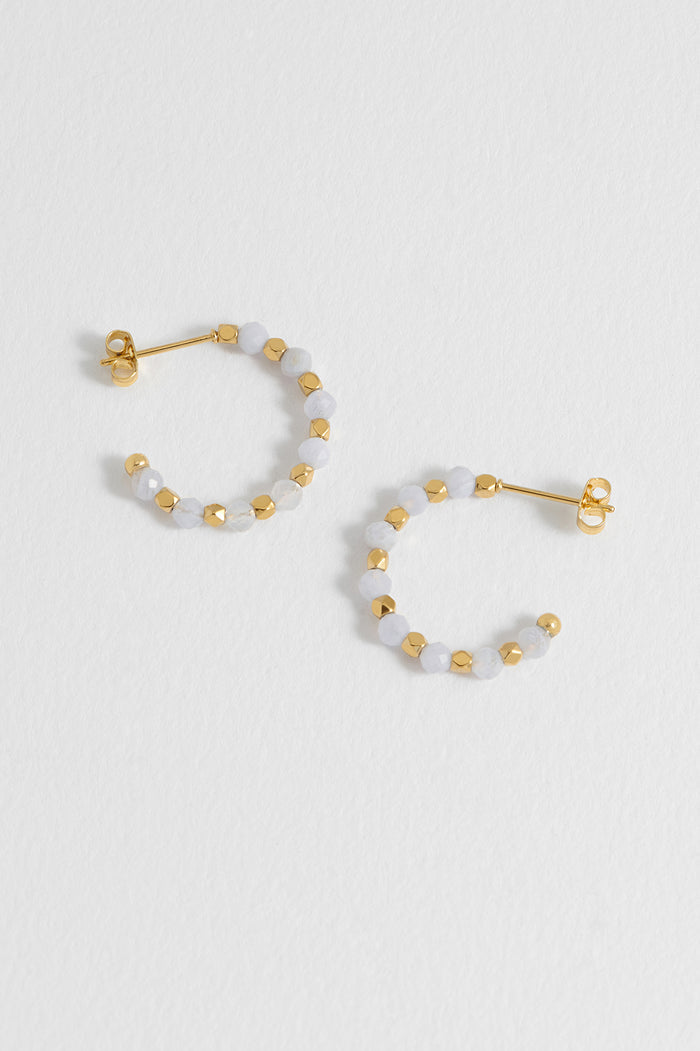 Wellness Blue Lace Agate Coco Beaded Hoops