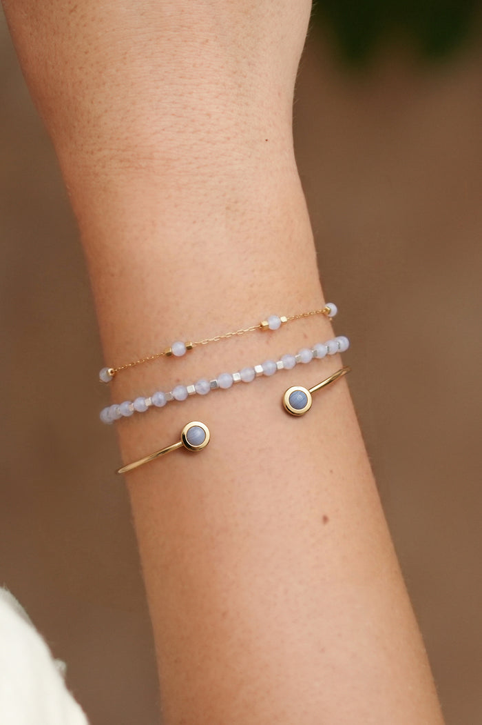 Wellness Blue Lace Agate Open Bangle