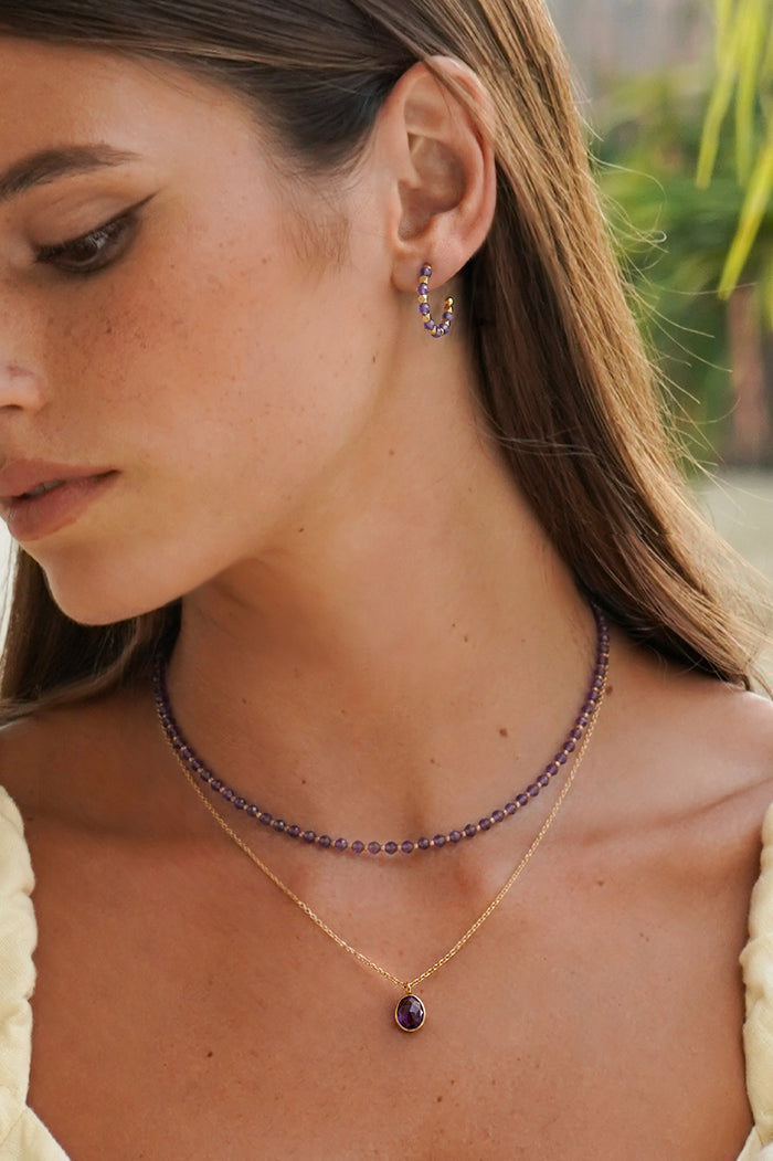 Wellness Faceted Amethyst Teardrop Necklace
