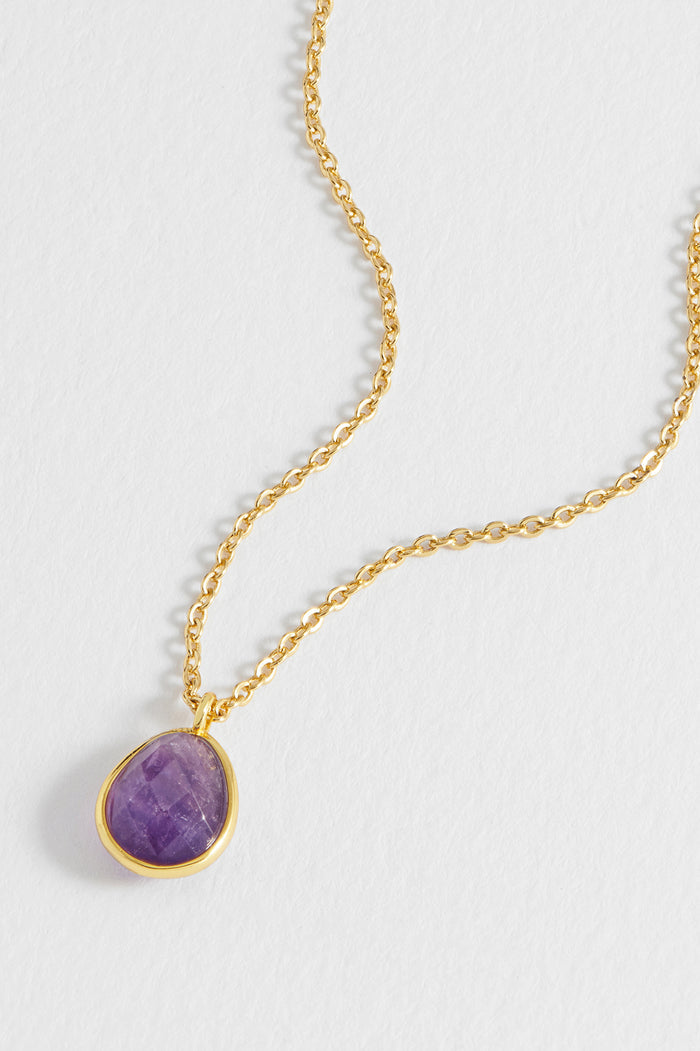 Wellness Faceted Amethyst Teardrop Necklace