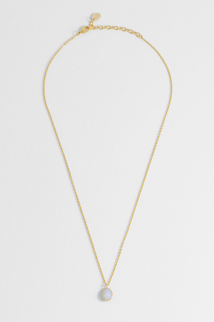 Wellness Faceted Blue Lace Agate Teardrop Necklace