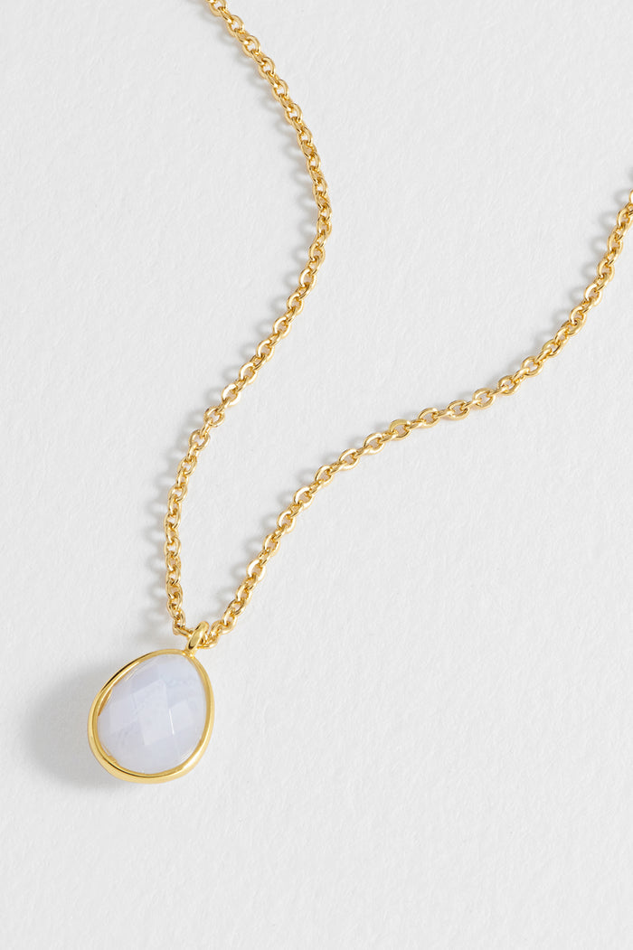 Wellness Faceted Blue Lace Agate Teardrop Necklace