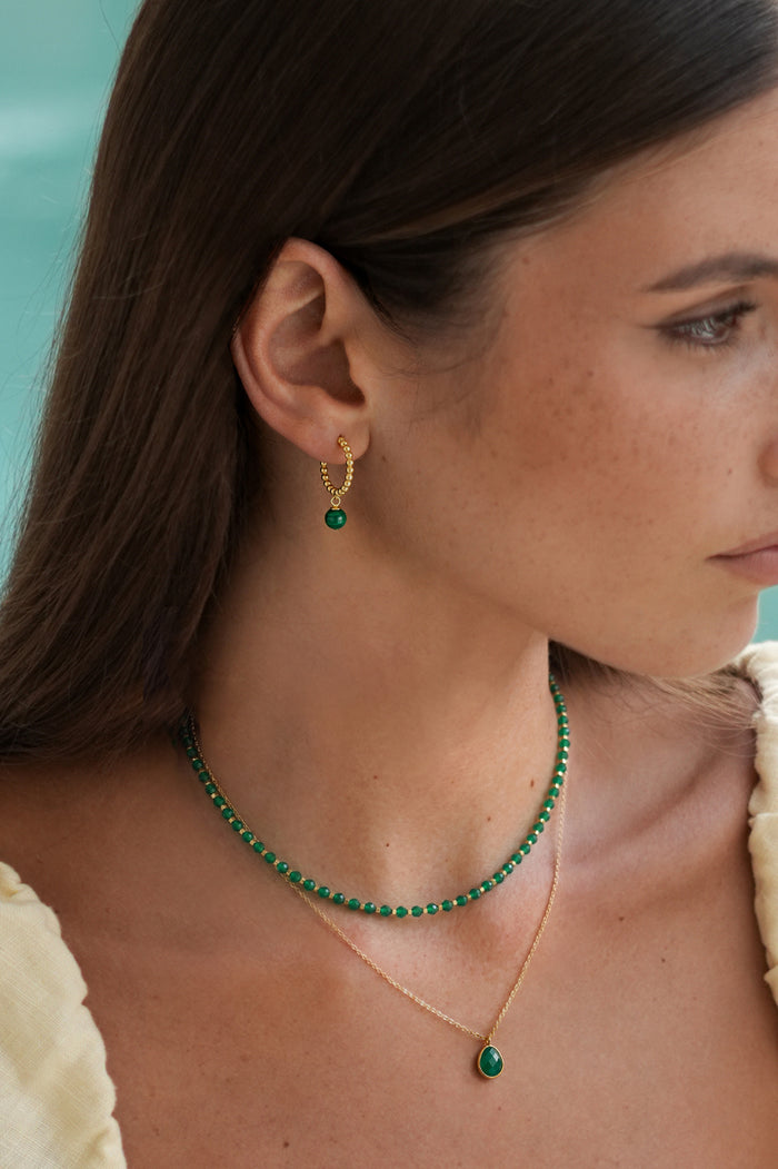 Wellness Faceted Green Agate Teardrop Necklace