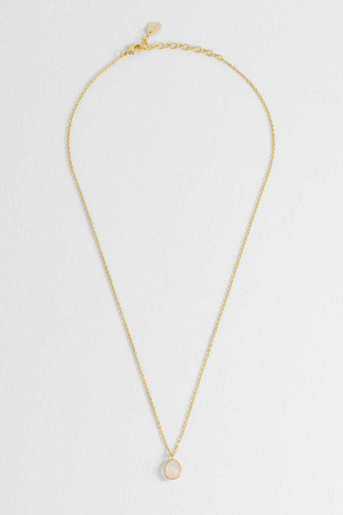 Wellness Faceted Rose Quartz Teardrop Gemstone Necklace