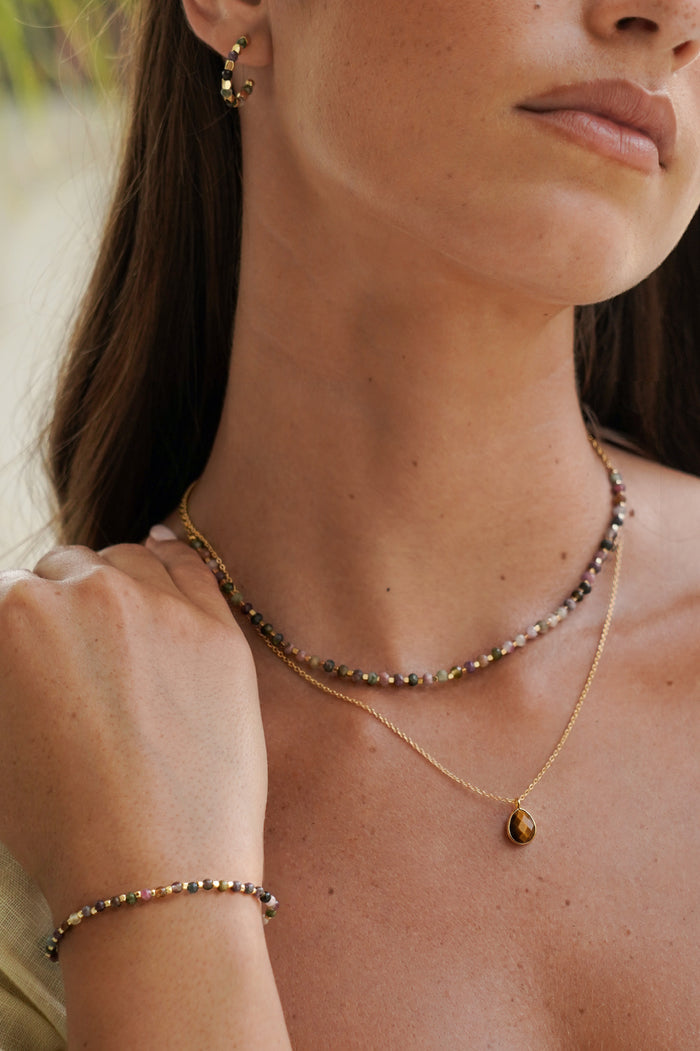 Wellness Faceted Tiger's Eye Teardrop Necklace