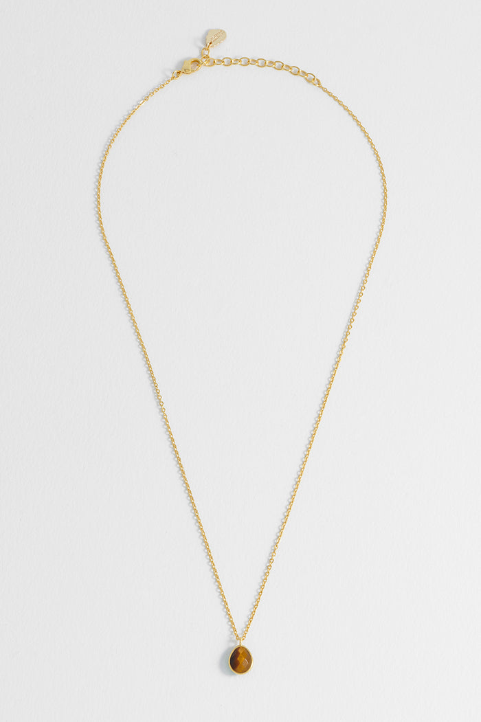 Wellness Faceted Tiger's Eye Teardrop Necklace